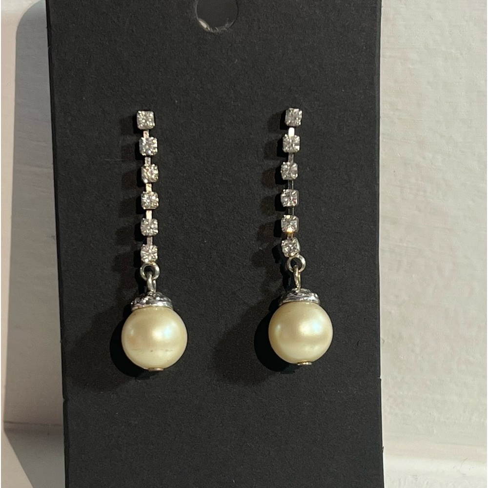 CZ and faux pearl drop studs